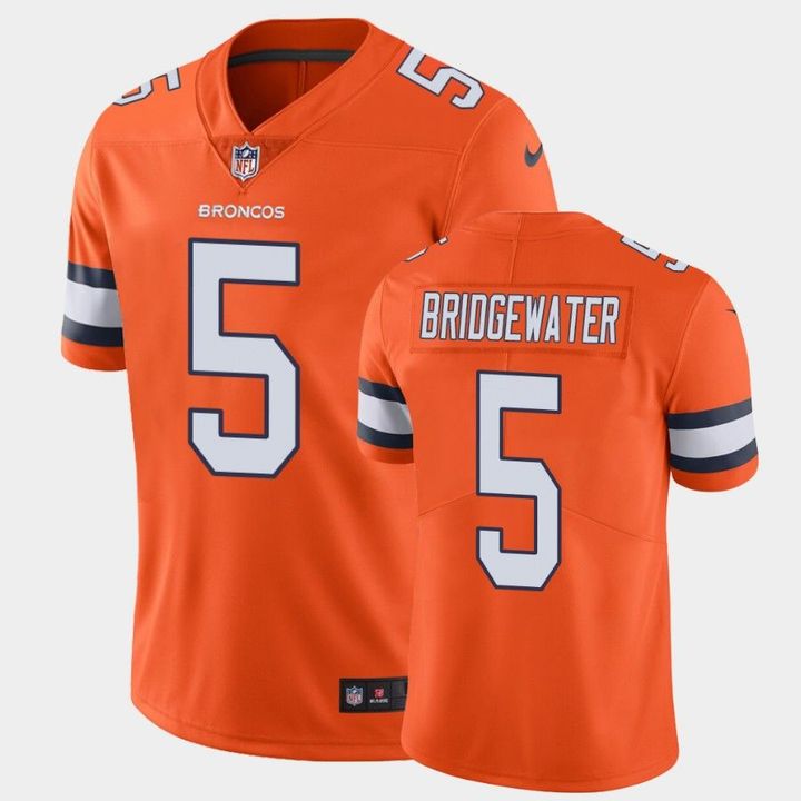 Men's Denver Broncos #5 Teddy Bridgewater 2021 Orange Color Rush Stitched Football Jersey Men's Denver Broncos #5 Teddy Bridgewater 2021 Orange Color Rush Stitched Football Jersey